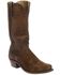 Image #1 - Lucchese Men's Livingston Cognac Suede Western Boots - Narrow Square Toe, , hi-res