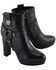 Image #10 - Milwaukee Leather Women's Block Heel Harness Booties - Round Toe, Black, hi-res