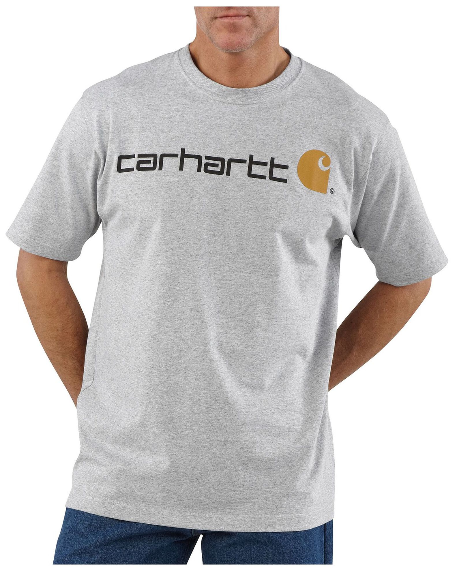 Image #1 - Carhartt Men's Signature Logo Graphic Short Sleeve Work T-Shirt, Hthr Grey, hi-res