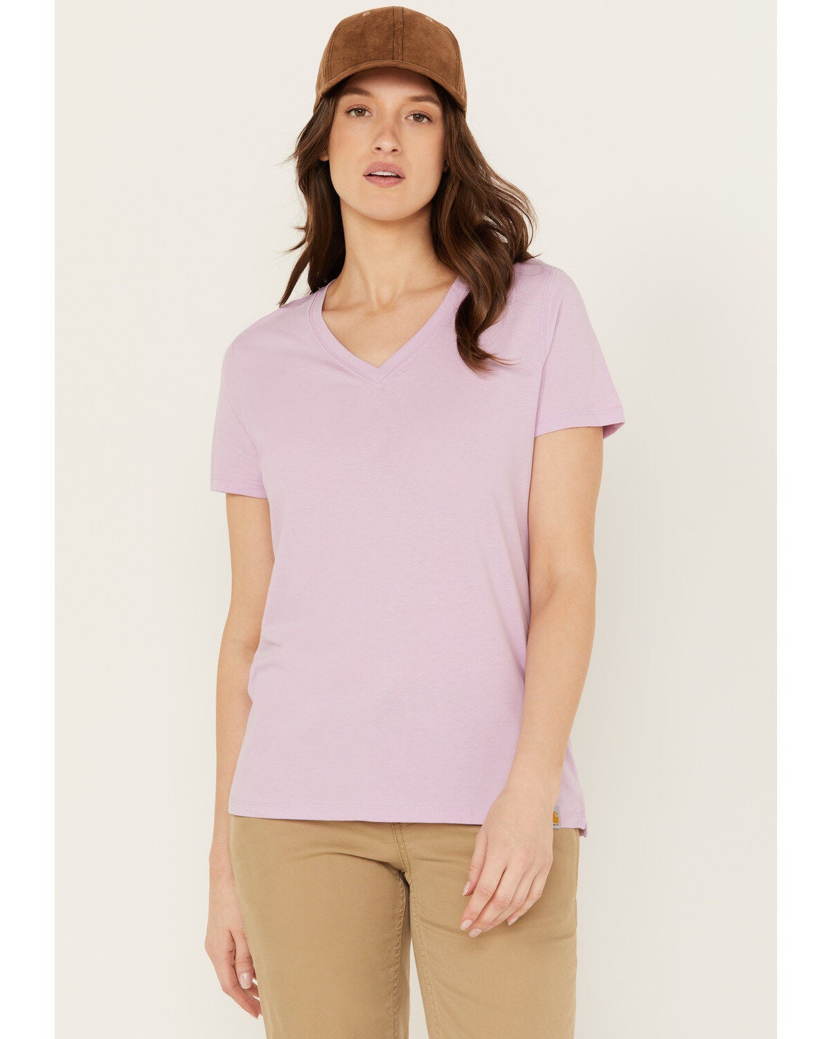 Image #1 - Carhartt Women's Relaxed Fit Lightweight Short Sleeve V Neck T-Shirt, , hi-res