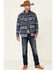 Image #2 - Powder River Outfitters Men's Blue Southwestern Print Button-Front Wool Shirt Jacket, Blue, hi-res