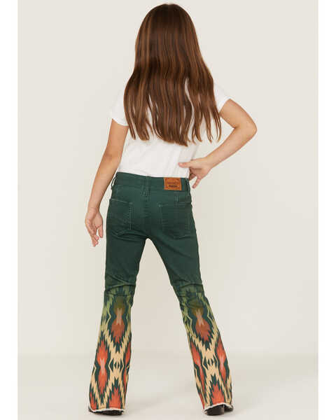 Image #3 - Ranch Dress'n Girls' Southwestern Print Flare Jeans, Teal, hi-res