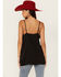 Image #4 - Rock & Roll Denim Women's Mesh Accent Satin Tank, Black, hi-res
