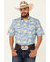 Rough Stock by Panhandle Men's Desert Print Short Sleeve Button Down Western Shirt , Blue, hi-res