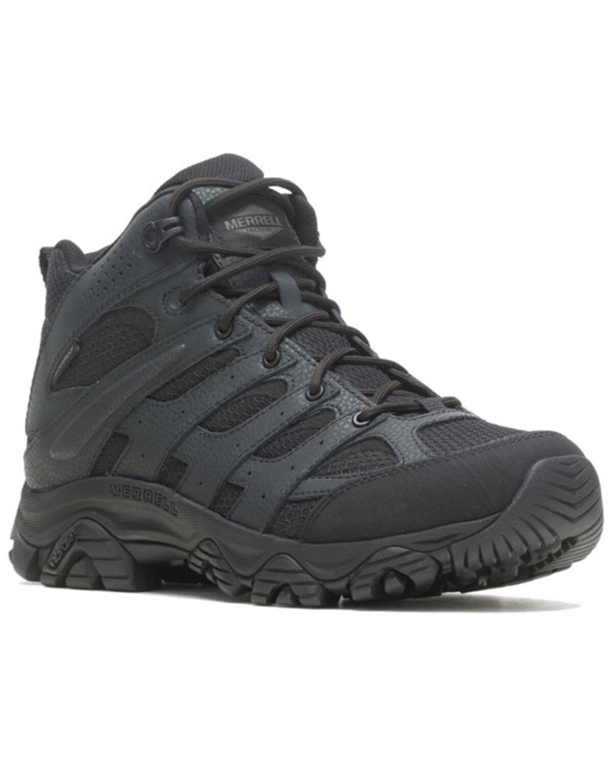 Image #1 - Merrell Men's Moab 3 Mid Tactical Waterproof Boots - Soft Toe, Black, hi-res