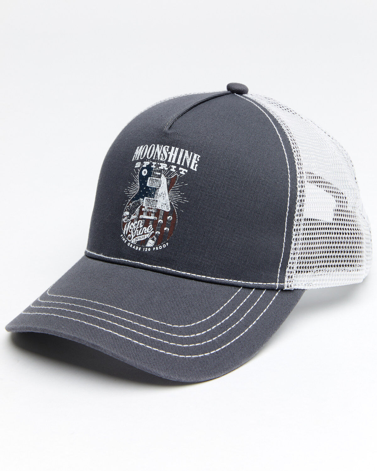 Image #1 - Moonshine Spirit Men's Flag Guitar Mesh Cap , Grey, hi-res