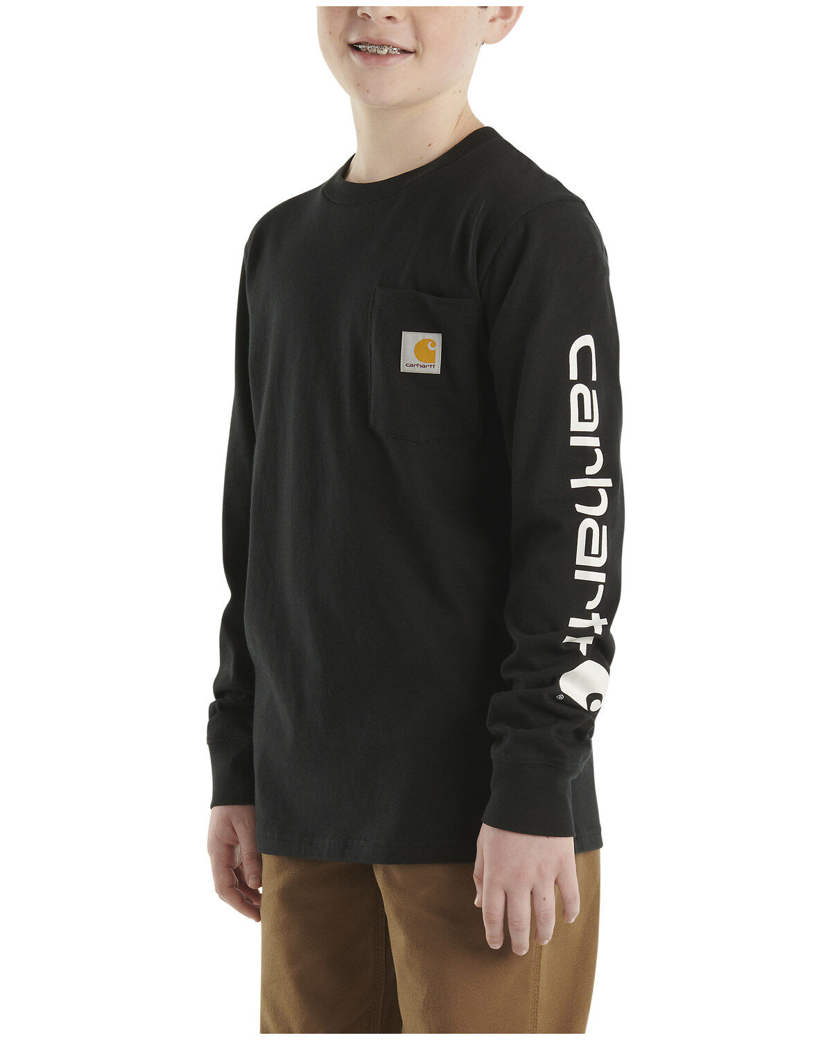 Product Name:  Carhartt Boys' Logo Pocket Long Sleeve T-Shirt
