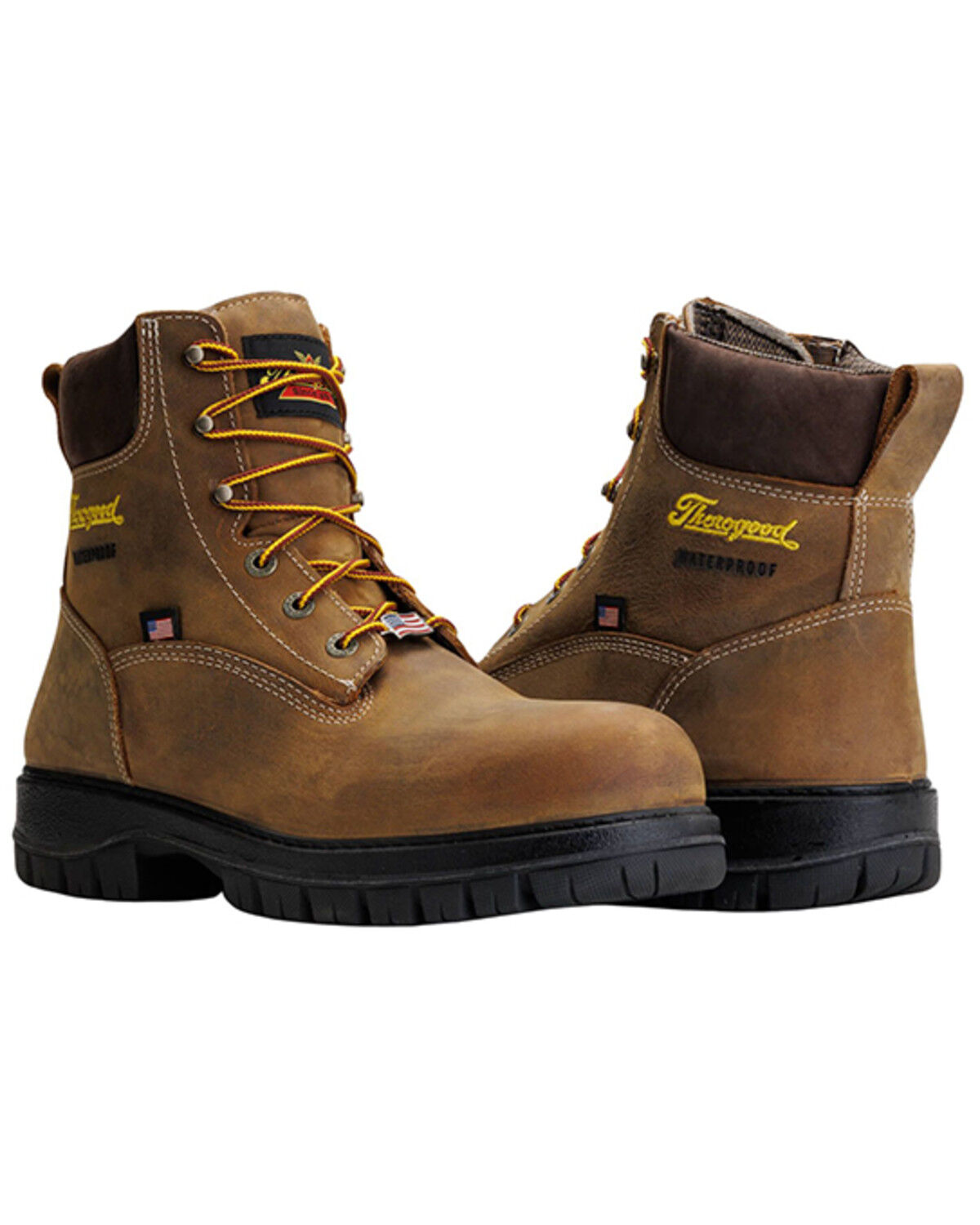Image #3 - Thorogood Men's 6" Genesis Waterproof USA Work Boots - Nano Toe, Brown, hi-res