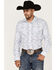 Image #1 - Rough Stock By Panhandle Men's Southwestern Dot Print Long Sleeve Pearl Snap Western Shirt, Royal Blue, hi-res