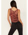 Beyond The Radar Women's Animal Print Mesh Tank, Rust Copper, hi-res