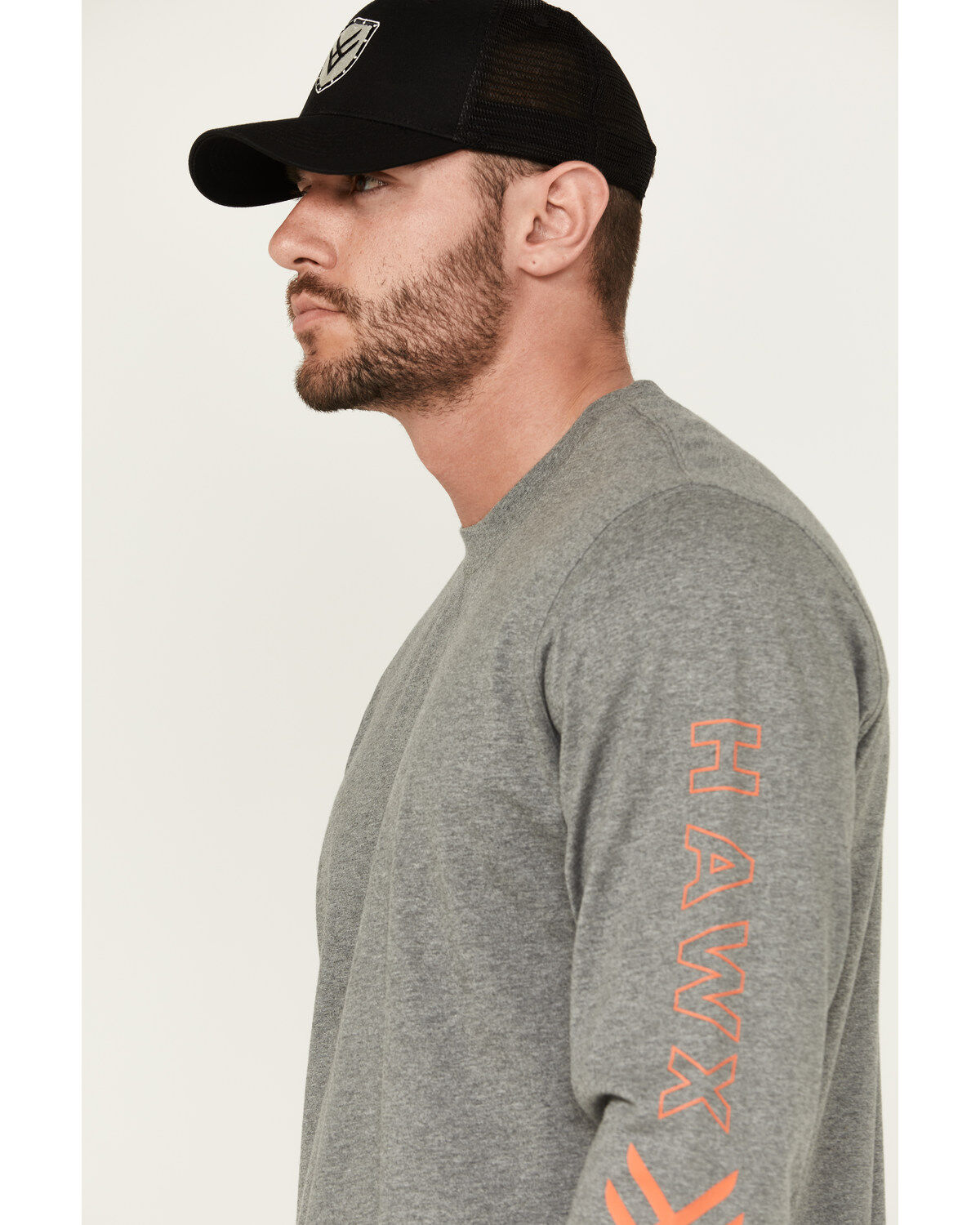 Image #2 - Hawx Men's Logo Long Sleeve Knit Work T-Shirt - Tall, Heather Grey, hi-res