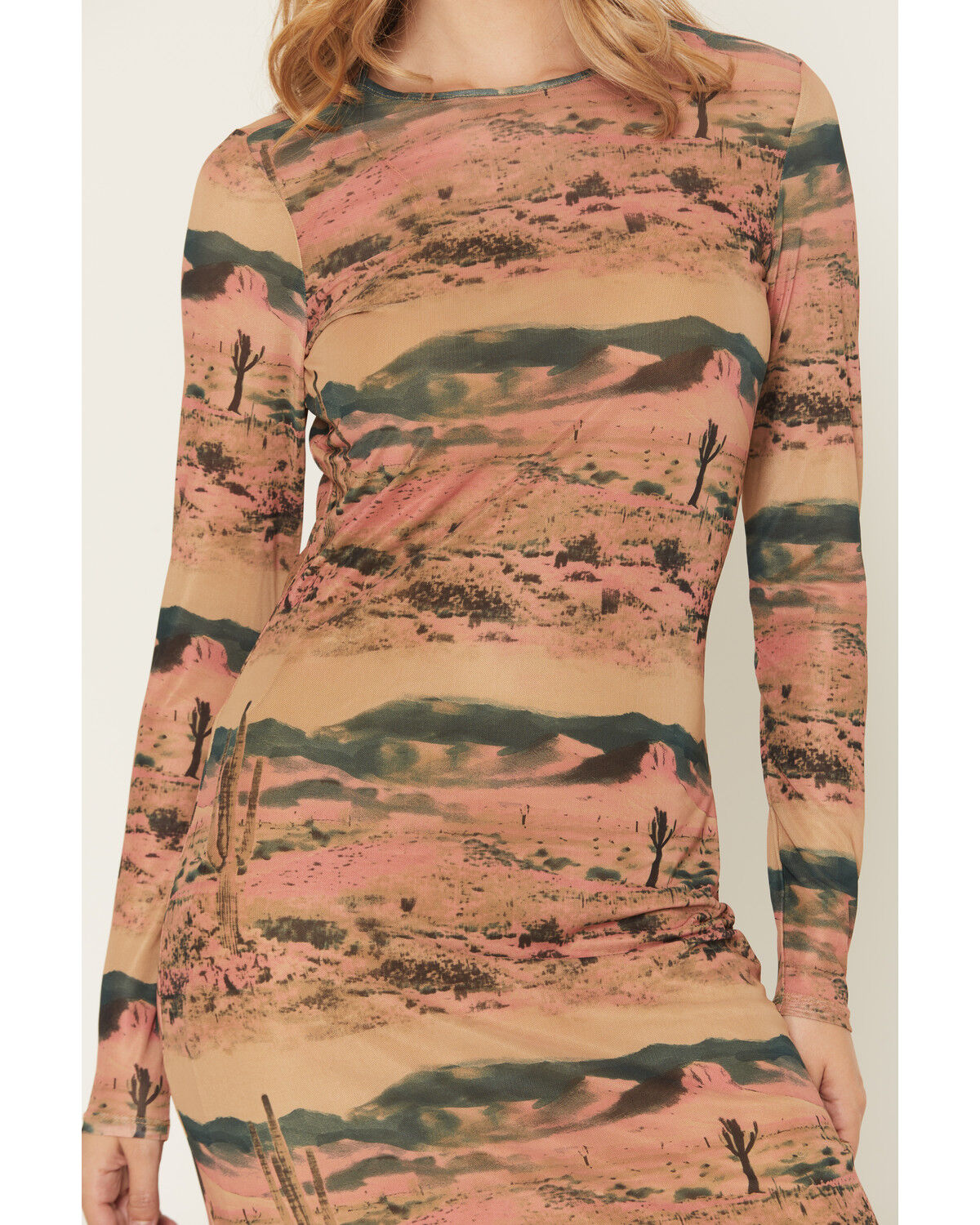 Image #3 - Wrangler Retro Women's Landscape Long Sleeve Mesh Maxi Dress, Mustard, hi-res