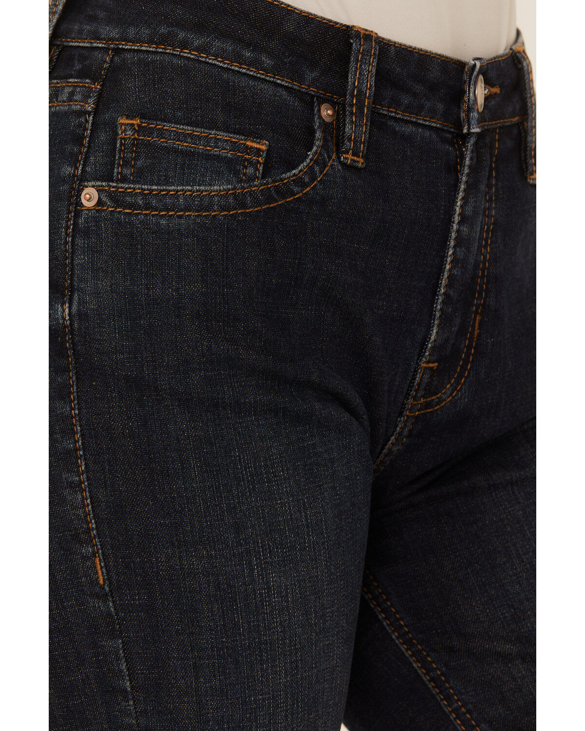 Image #2 - Rock & Roll Denim Women's Dark Wash High Rise Raw Denim Trouser Jeans, Dark Wash, hi-res