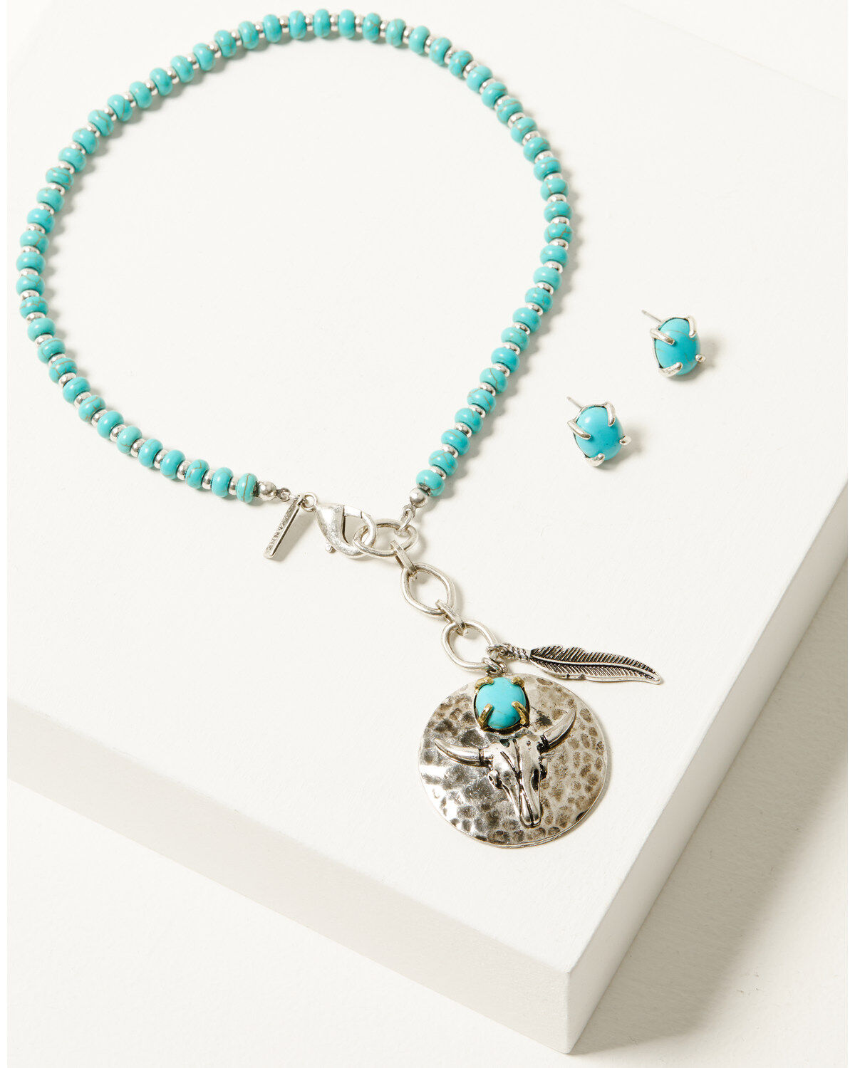 Image #1 - Shyanne Women's Americana Long Horn Pendant Jewelry Set - 2 Piece, Turquoise, hi-res