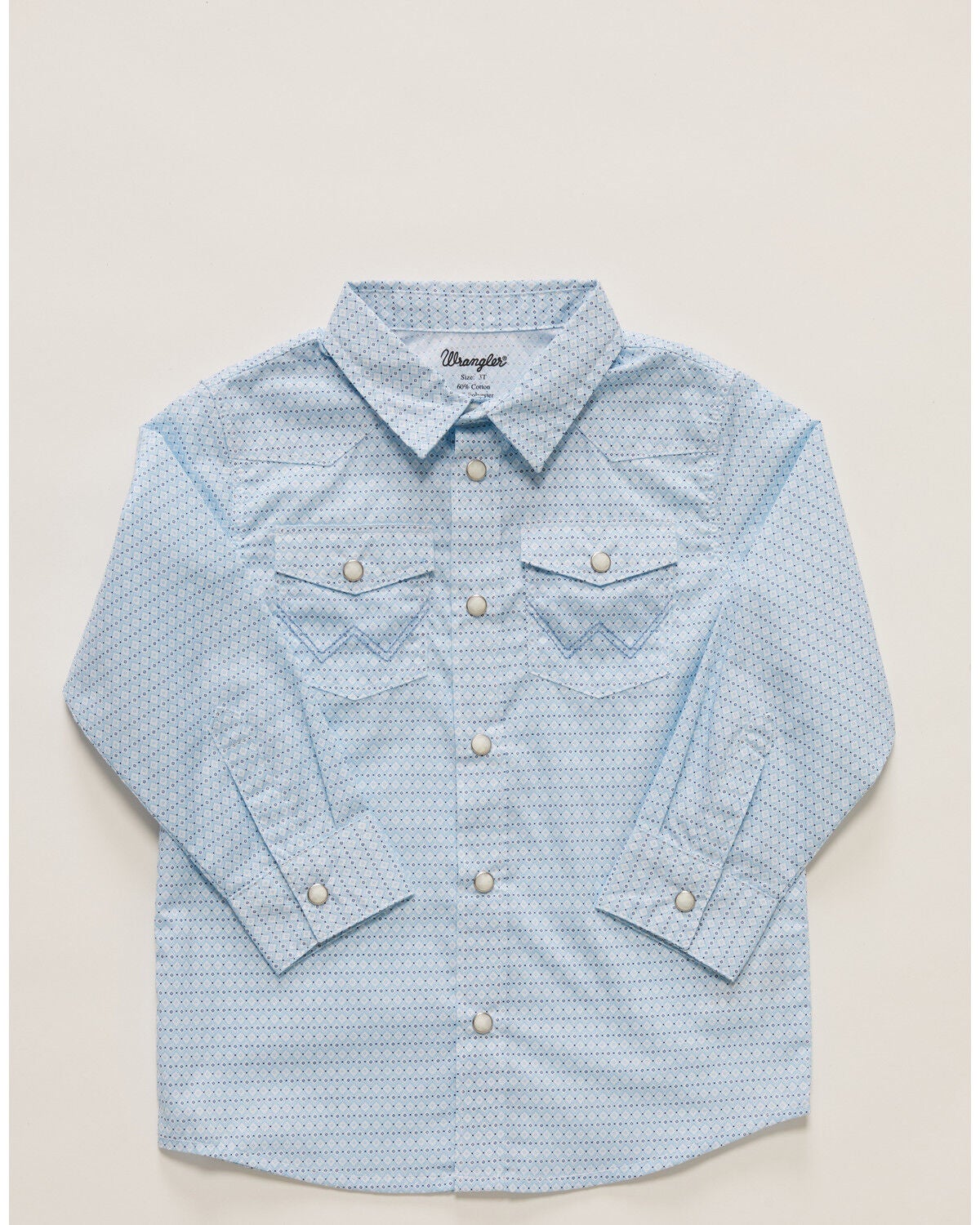 Wrangler Toddler Boys' Geo Print Long Sleeve Snap Western Shirt, Blue, hi-res