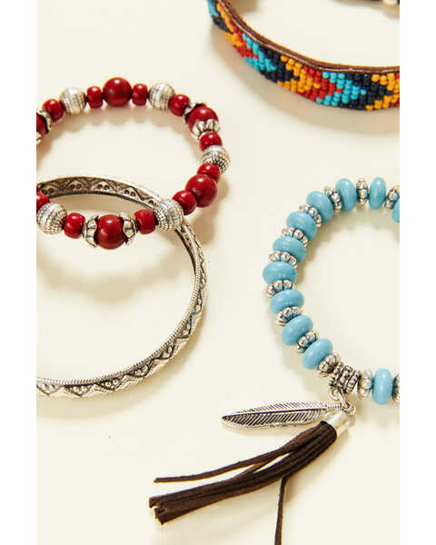 Shyanne Women's Summer Nights Red Southwestern Bead Bracelet Set, Red, hi-res