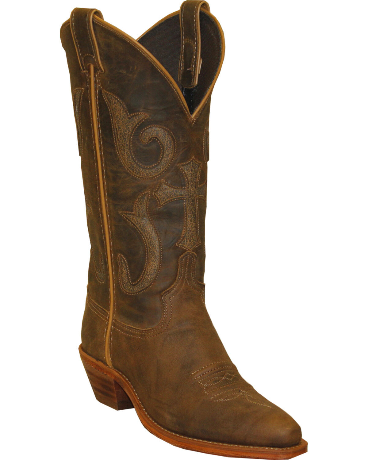 Image #1 - Abilene Women's 12" Distressed Crunched Western Boots, Brown, hi-res
