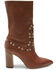 Free People Women's Dakota Heel Studded Leather Western Boots - Pointed Toe , Brown, hi-res