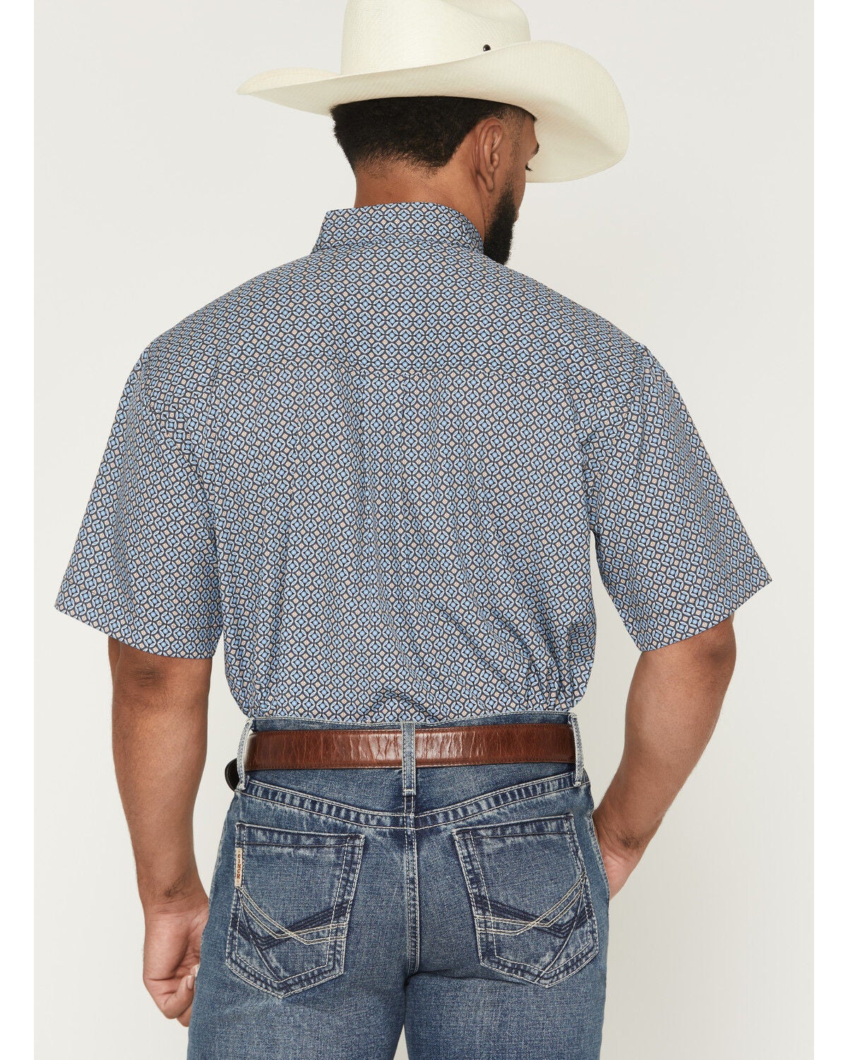 Image #4 - Cinch Men's AF Geo Print Short Sleeve Button-Down Stretch Western Shirt, Blue, hi-res