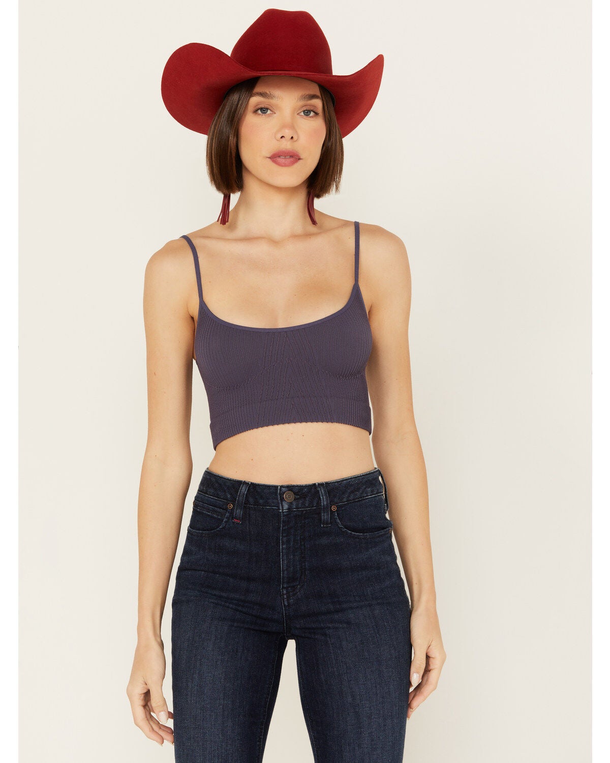 Free People Women's Kickback Seamless Bra, Navy, hi-res