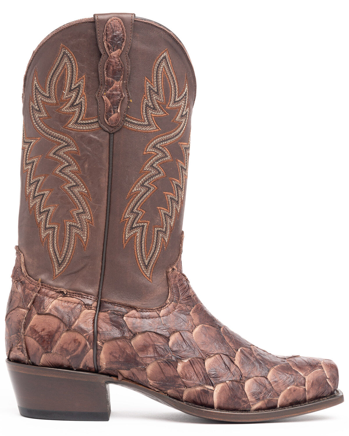 Image #2 - Cody James Men's Coffee Shiny Exotic Pirarucu Western Boots - Square Toe, , hi-res