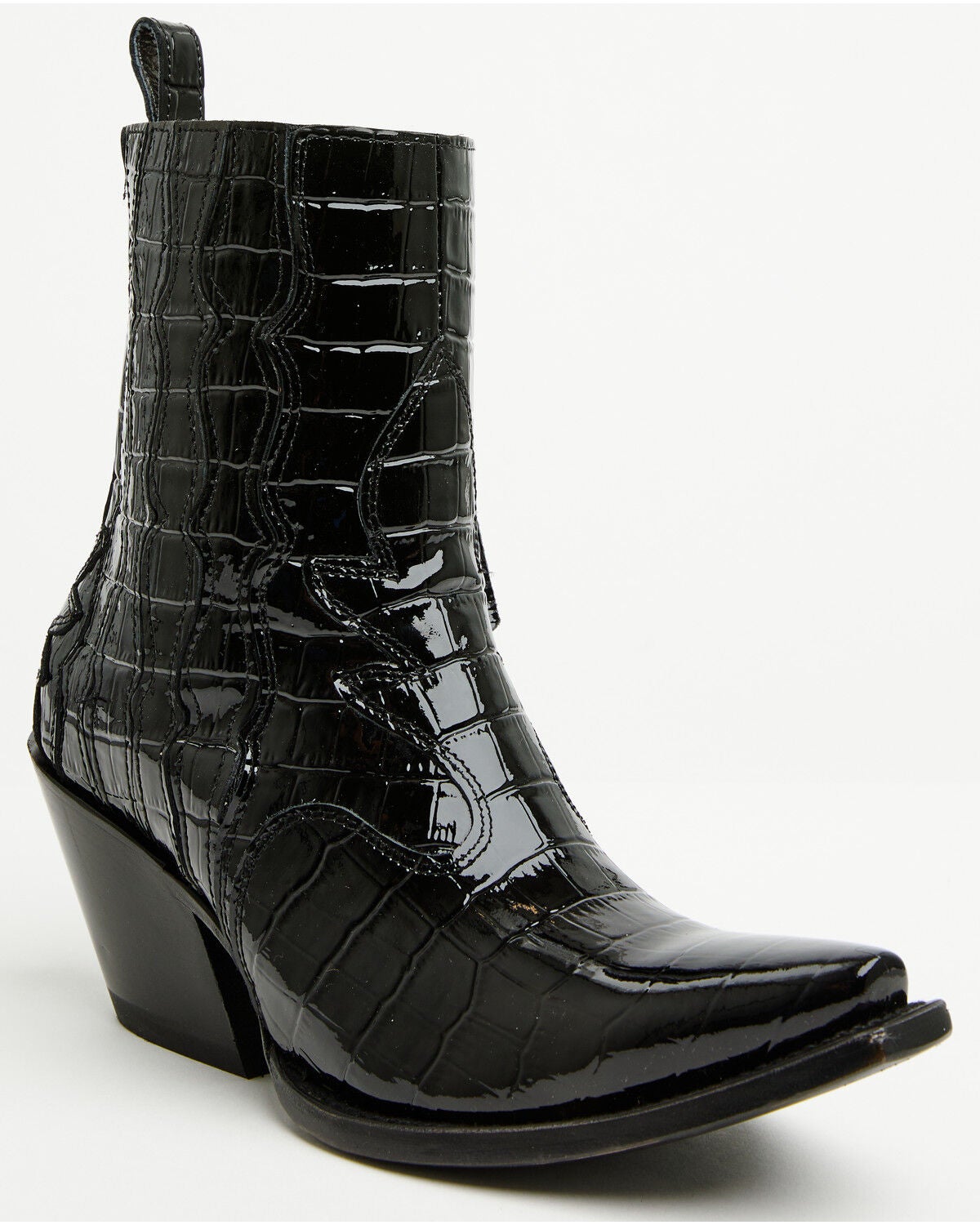 Ariat Women's Jade Crocodile Print Western Booties - Snip Toe, Black, hi-res