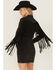 Image #4 - Idyllwind Women's Fringe Long Sleeve Stretch Denim Mini Dress, Black, hi-res
