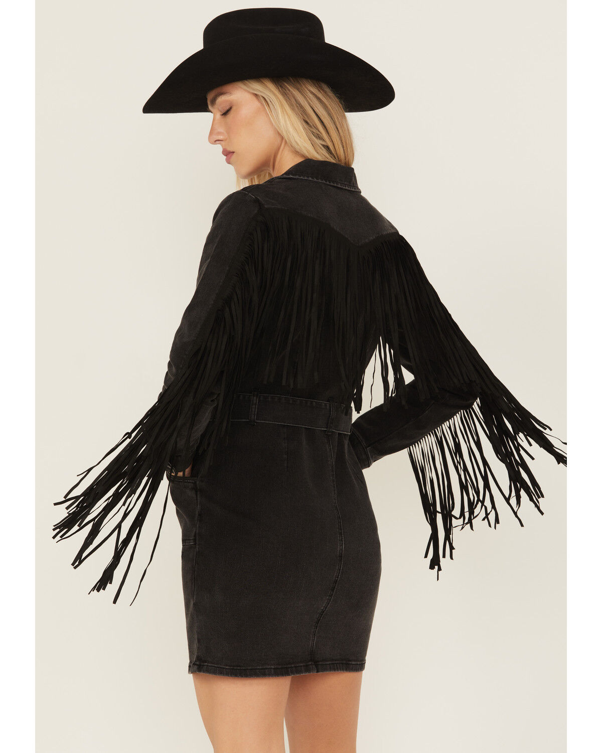 Idyllwind Women's Fringe Long Sleeve Stretch Denim Mini Idyllwind Women's Fringe Long Sleeve Stretch Denim Mini