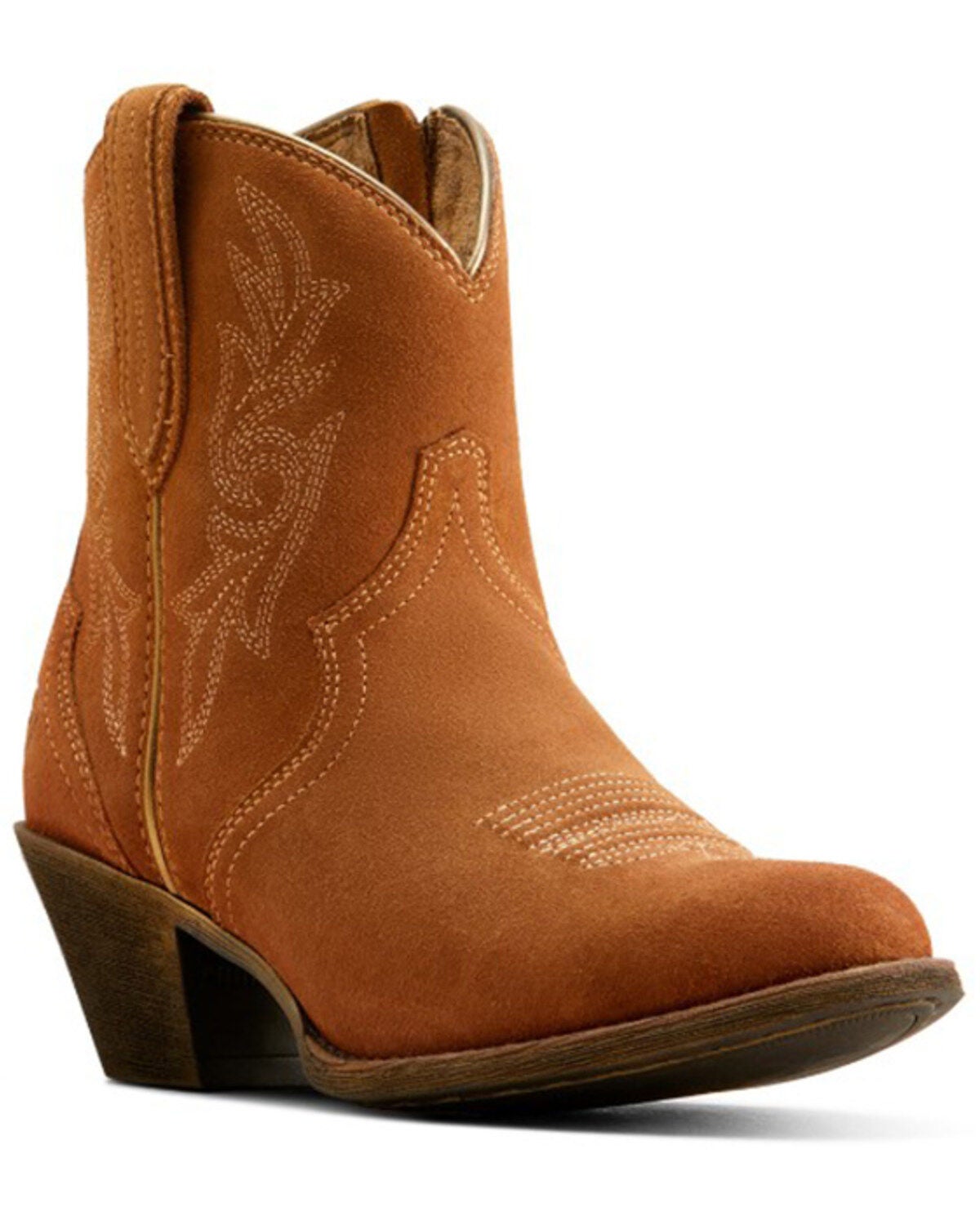 Ariat Women's Harlan Suede Western Booties - Round Toe, Brown, hi-res