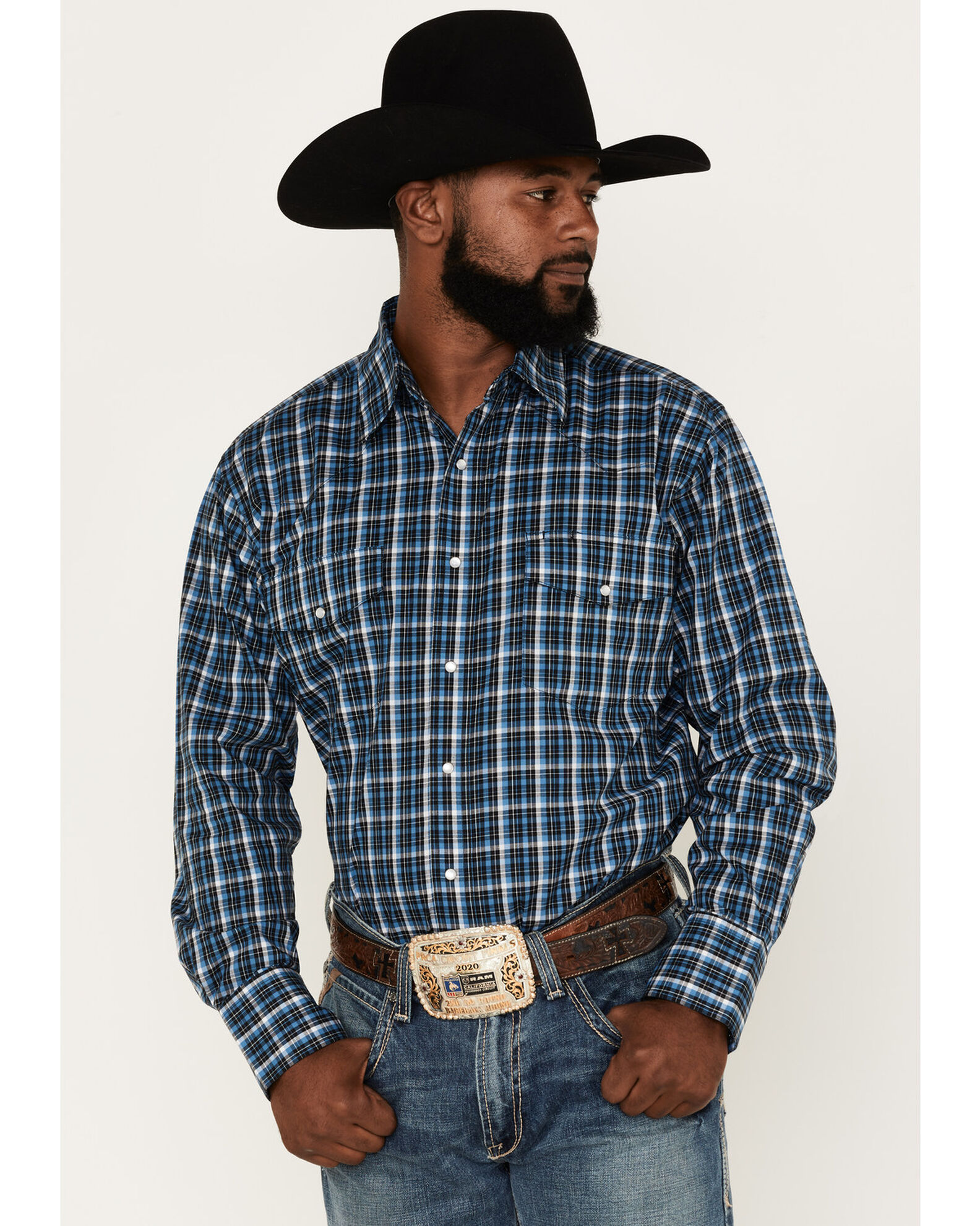 Wrangler Men's Wrinkle Resist Long Sleeve Western Snap Plaid Print Shirt |  Boot Barn