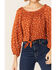 Image #2 - Wild Moss Women's Floral Off The Shoulder Tie-Front Top, Rust Copper, hi-res