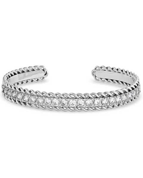 Montana Silversmiths Women's Silver Crystal Roads Cuff Bracelet, Silver, hi-res