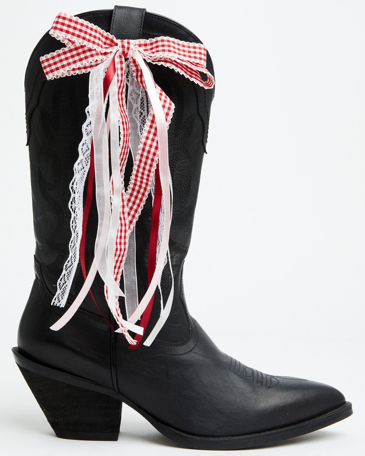 Image #1 - Shyanne Women's Gingham Lace Boot Bows - 2 Piece, Red, hi-res