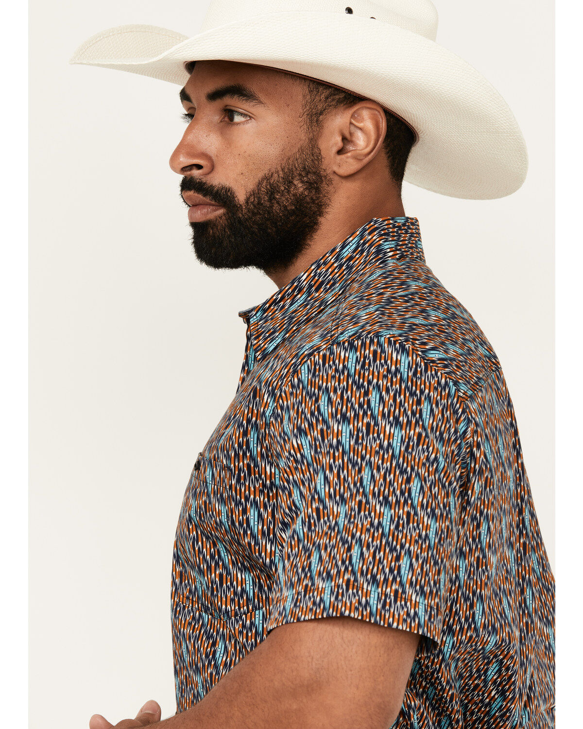 Image #2 - RANK 45® Men's Raflame Geo Print Short Sleeve Button-Down Stretch Western Shirt, Gold, hi-res