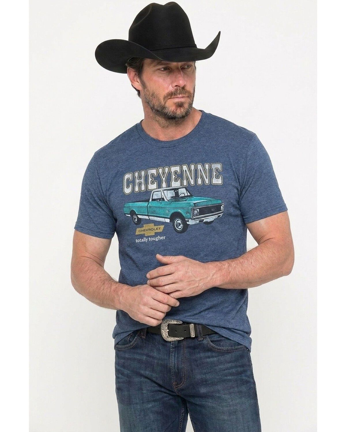 Image #1 - Americana Men's Chevy Cheyenne Truck Short Sleeve Graphic T-Shirt, Navy, hi-res