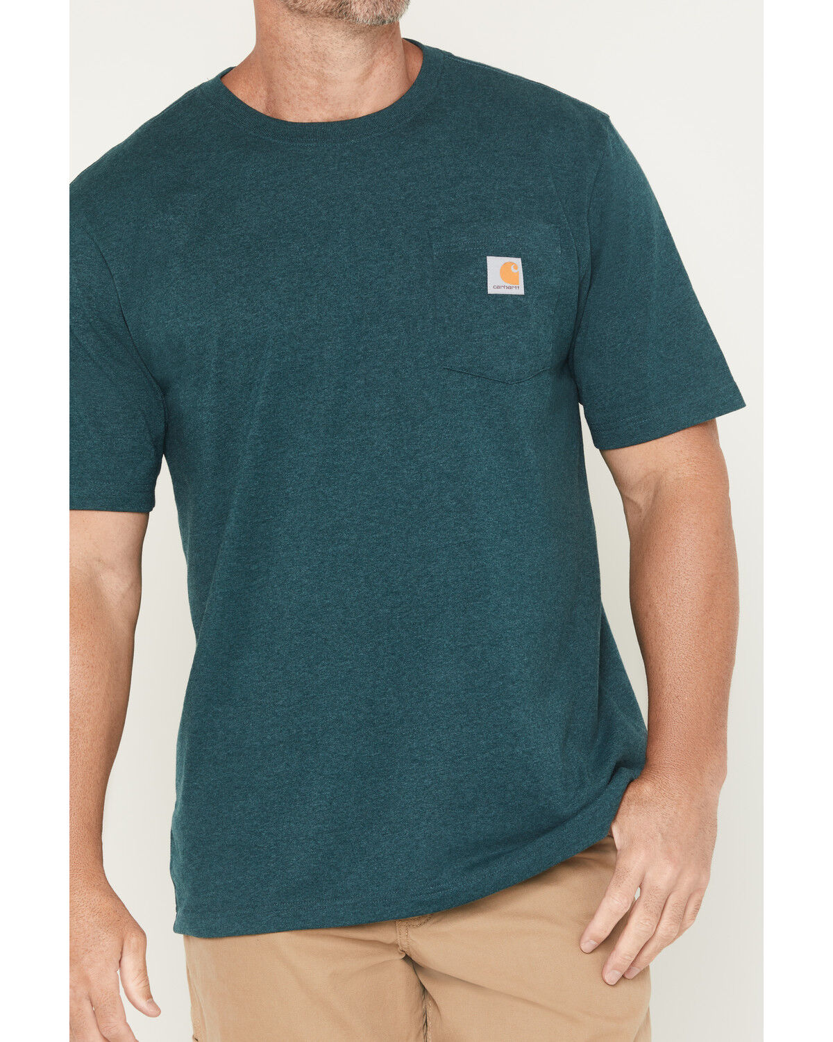 Image #3 - Carhartt Men's Loose Fit Heavyweight Logo Pocket Work T-Shirt, Forest Green, hi-res