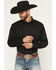 Image #1 - Scully Men's Floral Embroidered Retro Long Sleeve Snap Western Shirt - Big & Tall, Jet, hi-res