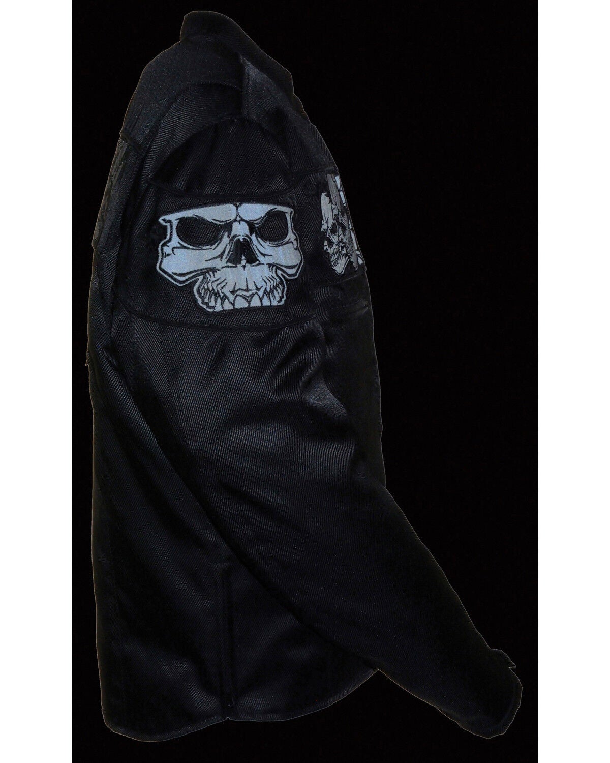 leather jacket with reflective skulls
