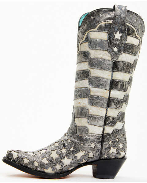 Image #4 - Corral Women's Stars and Stripes Blacklight Western Boots - Snip Toe, Black, hi-res