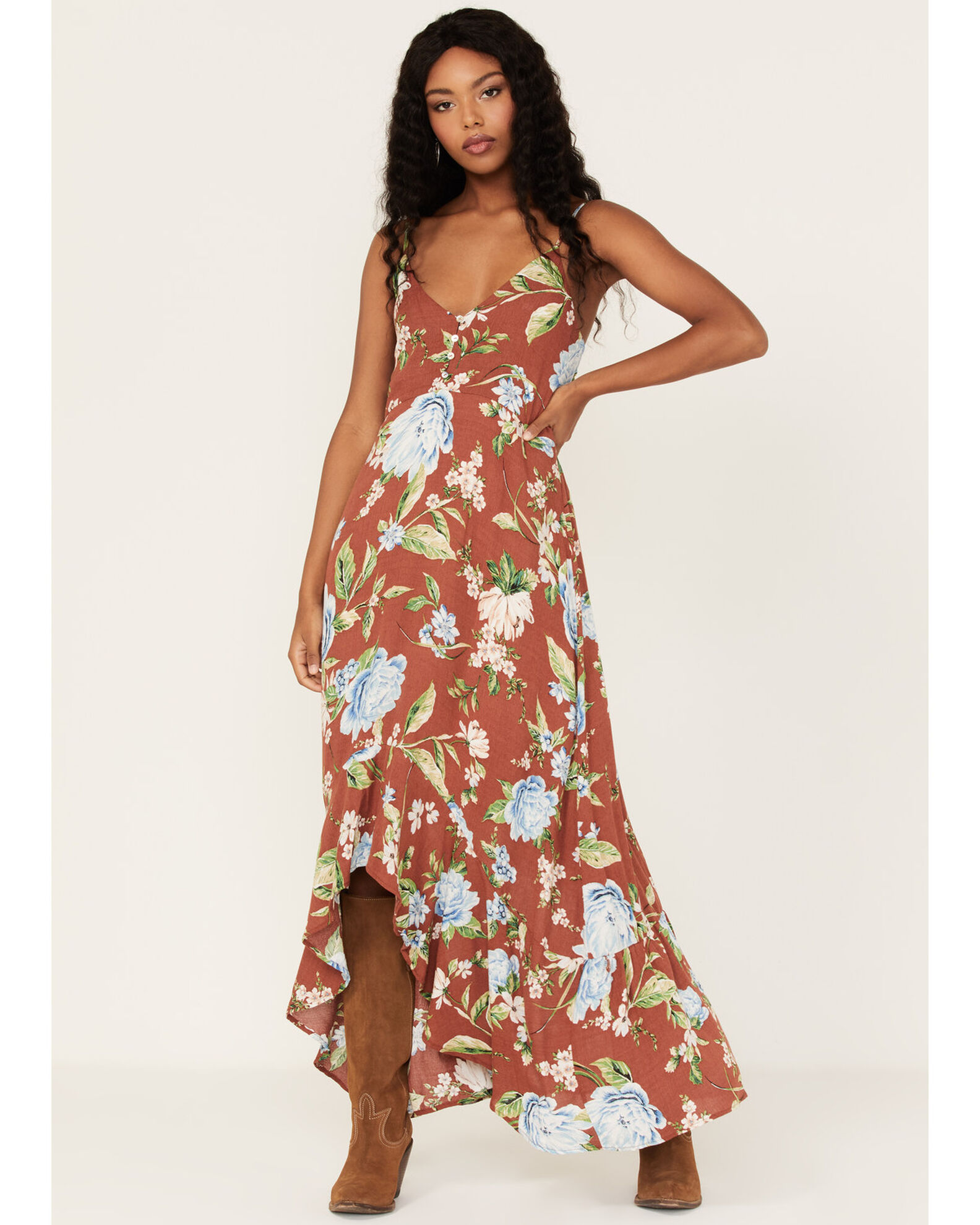 Sleeveless floral maxi dress top