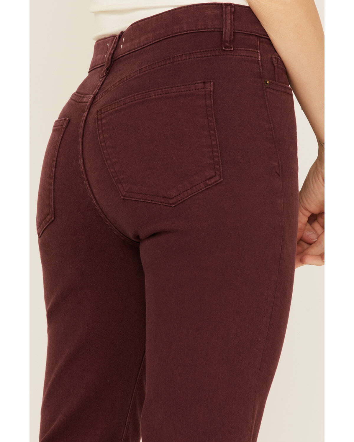 Image #4 - Sneak Peek Women's Plum Raw Hem Crop Jeans, Purple, hi-res