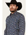 Image #2 - Cody James Men's El Camino Hills Floral Print Long Sleeve Button-Down Stretch Western Shirt, Navy, hi-res
