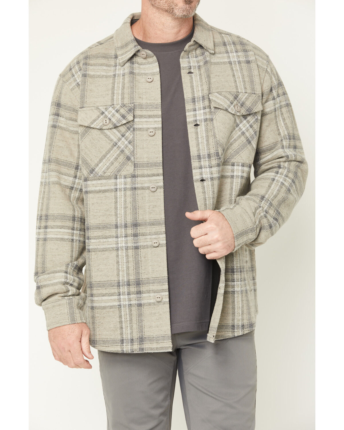 Image #3 - Hawx Men's Gritstone Plaid Print Button-Down Shirt Jacket, Tan, hi-res