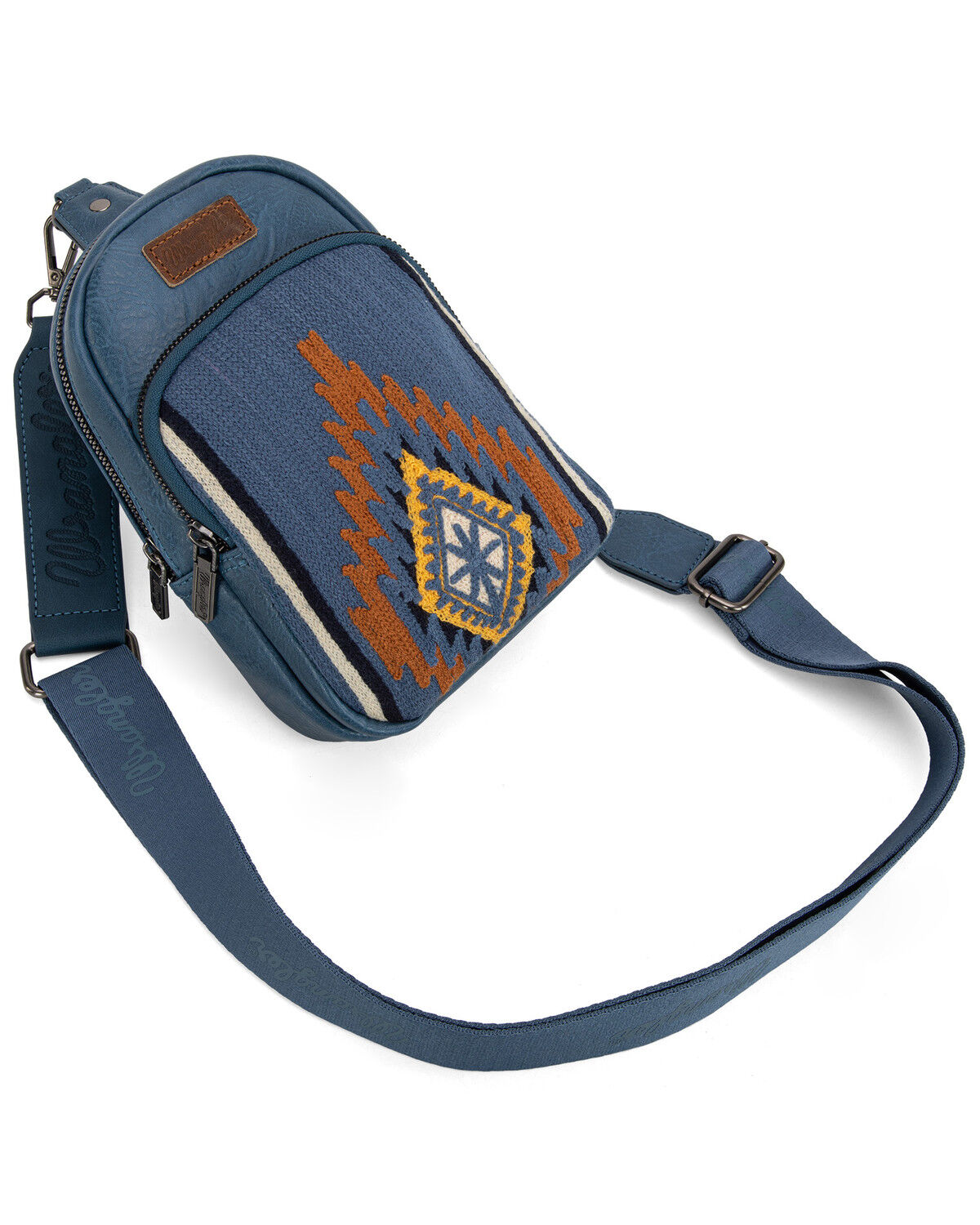 Image #3 - Wrangler Women's Daenery's Winter Southwestern Knitted Sling Bag, Blue, hi-res
