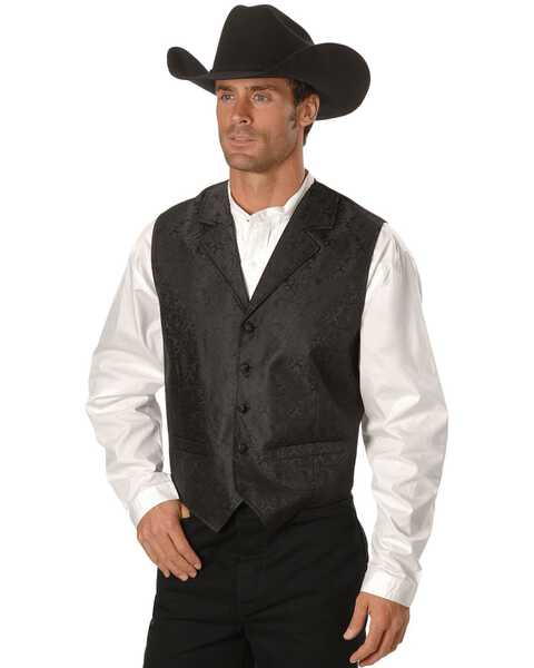 Image #1 - Rangewear by Scully Black Paisley Button Vest, Black, hi-res