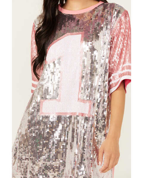 Image #3 - Why Dress Women's Game On Jersey Sequins Oversized Tee, Pink, hi-res