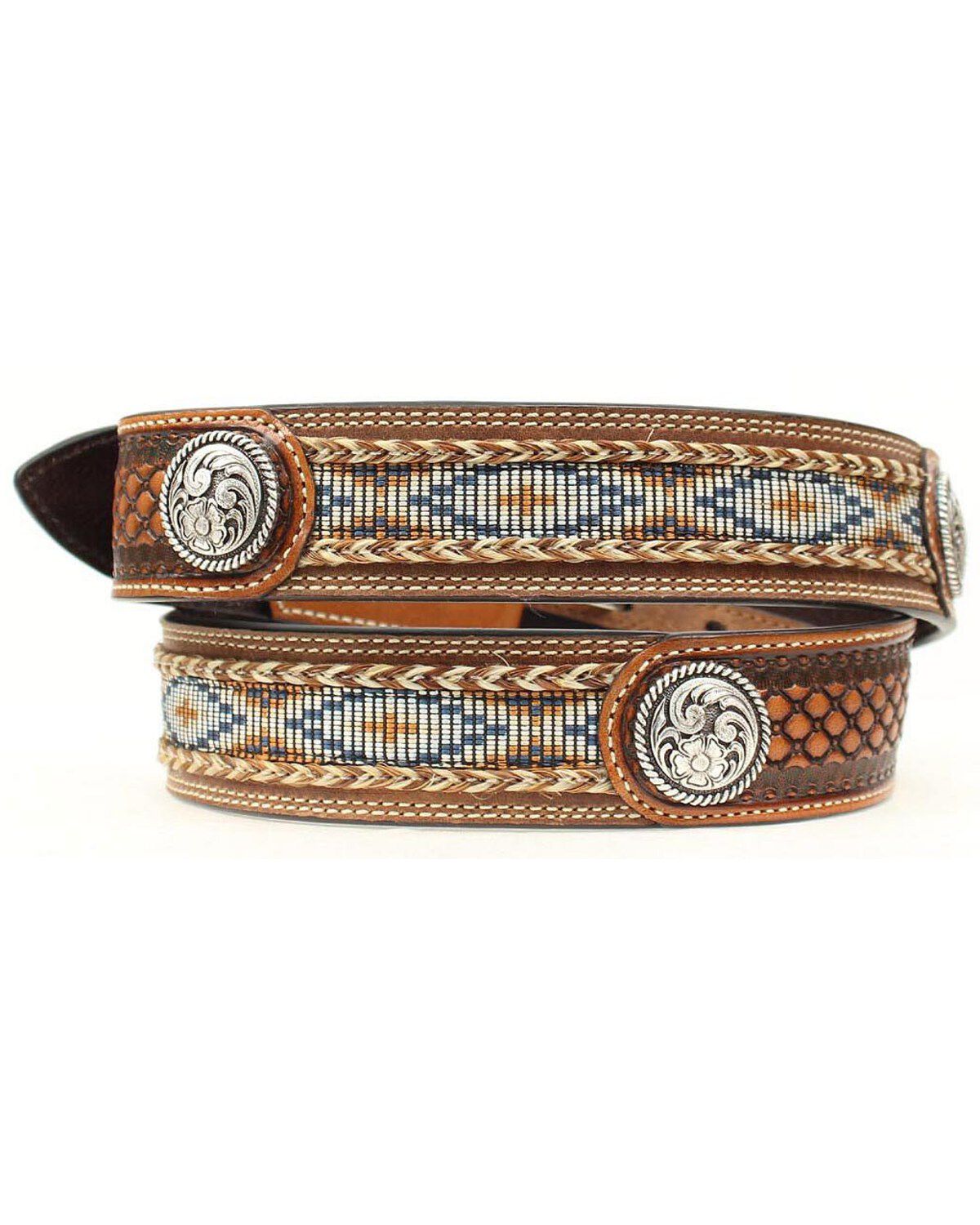 Image #4 - Ariat Men's Aztec Concho Belt, Natural, hi-res