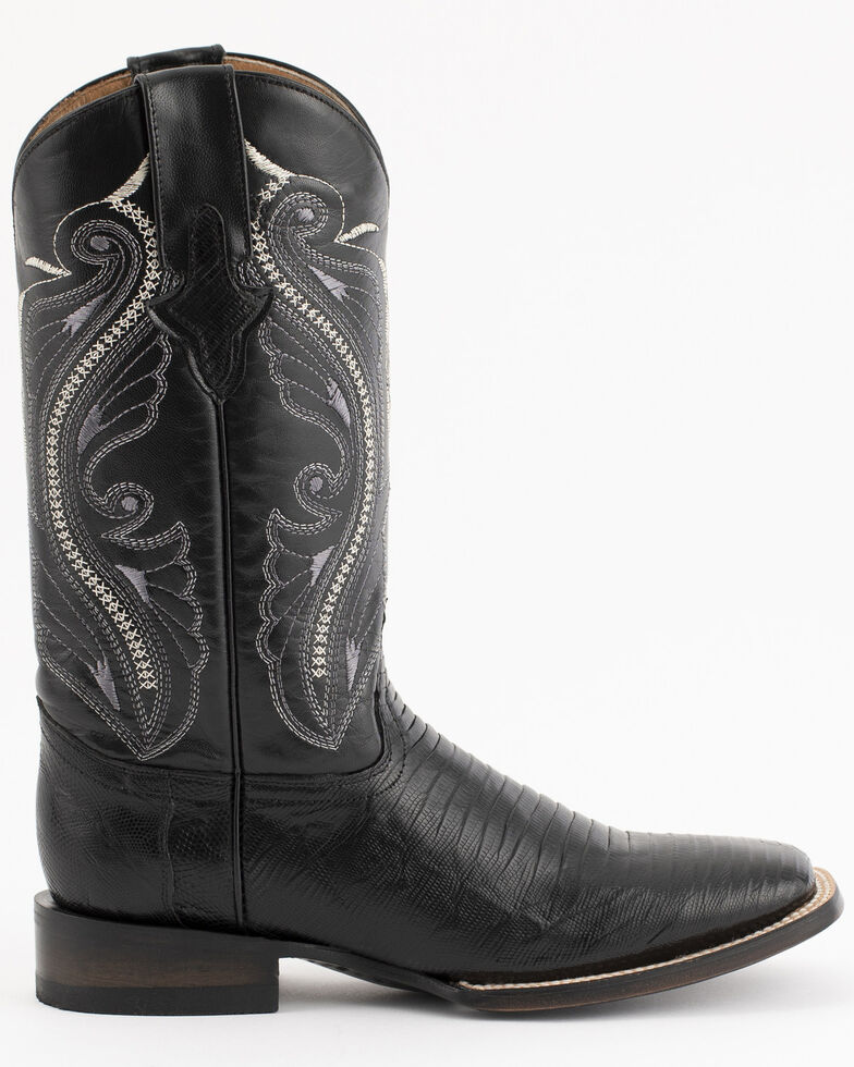 Ferrini Men's Lizard Cowboy Boots - Square Toe, Black, hi-res