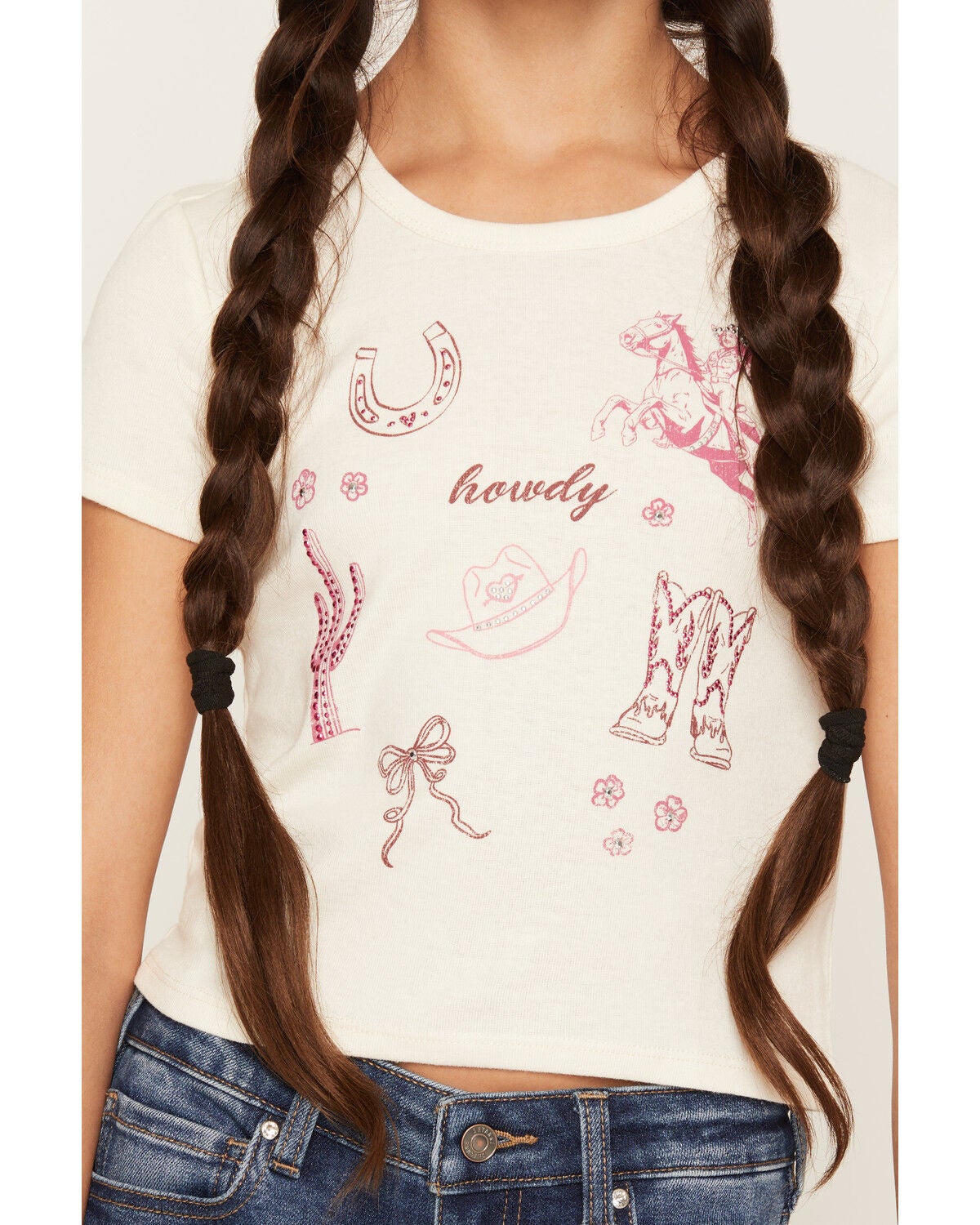 Image #3 - Buttercup Girls' Embellished Icon Short Sleeve Graphic Tee, Natural, hi-res