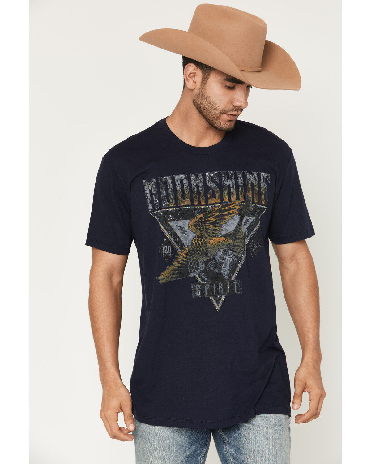 Image #1 - Moonshine Spirit Men's R and R Eagle Short Sleeve Graphic T-Shirt, Navy, hi-res